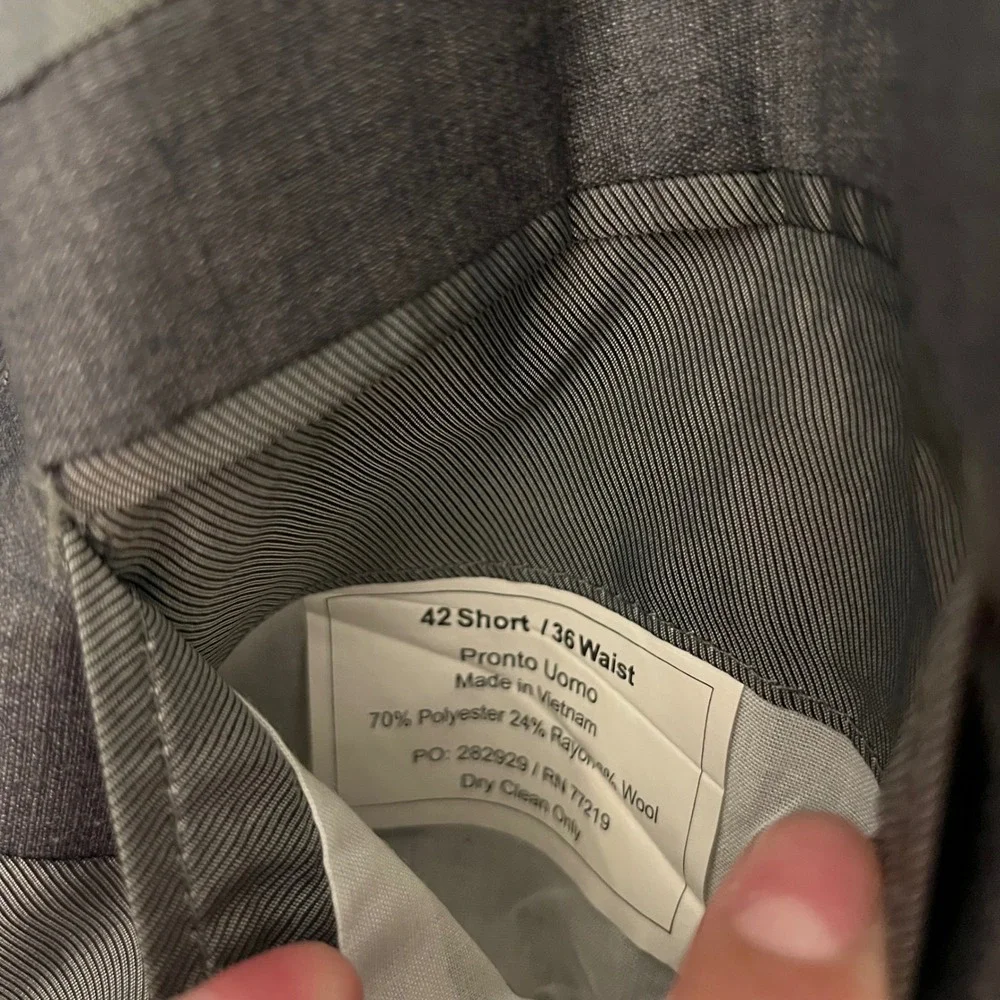 Pronto Uomo Mens 42 Short Gray Two Button Wool Blend Suit Blazer Jacket